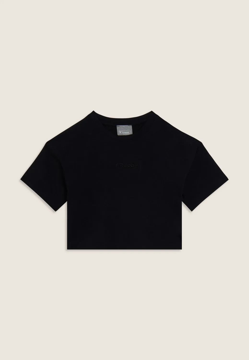 Freddy Cropped T-Shirt Mädchen Schwarz Sticklogo