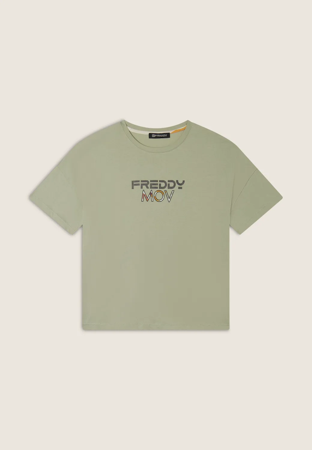 Freddy Cropped T-Shirt Fusion Coral mit Schlitzen
