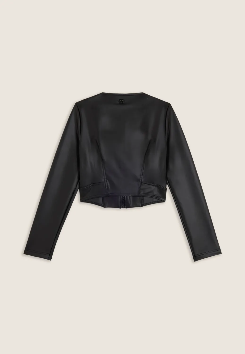 Freddy Cropped Jacke Schwarz Kunstleder mit Reissverschluss