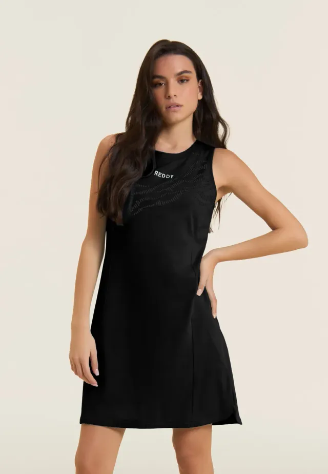 Freddy Grafik Cut-Out Kleid Schwarz Baumwolle