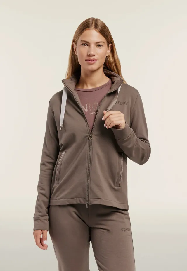 Freddy Damen Sweatjacke Stehkragen Moonbeam M Nieten