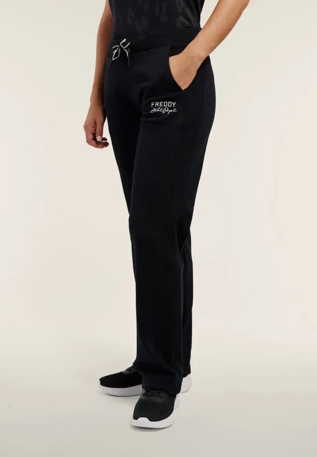 Freddy Regular Straight Jogginghose Damen Nero Baumwolle