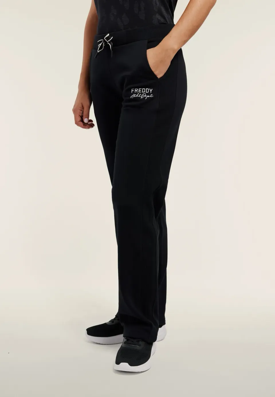 Freddy Regular Straight Jogginghose Damen Nero Baumwolle