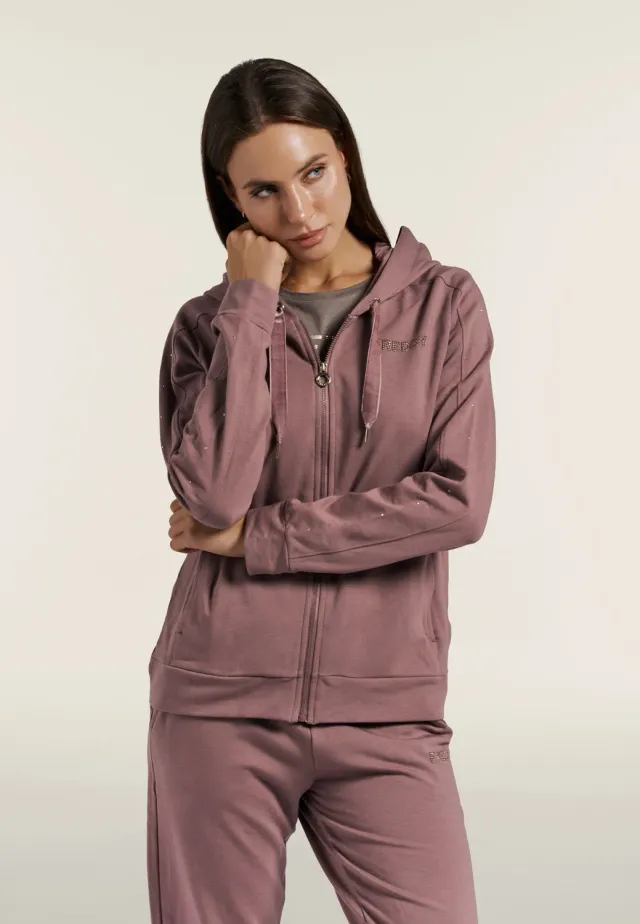 Freddy Regular Hoodie Damen Full-Zip Schwarz asymmetrisch