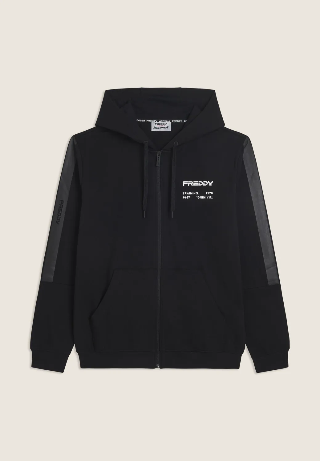 Freddy Herren Kapuzenjacke Full-Zip Schwarz French Terry