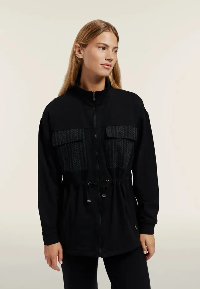 Freddy Stehkragen Full-Zip Sweatjacke schwarz Modal