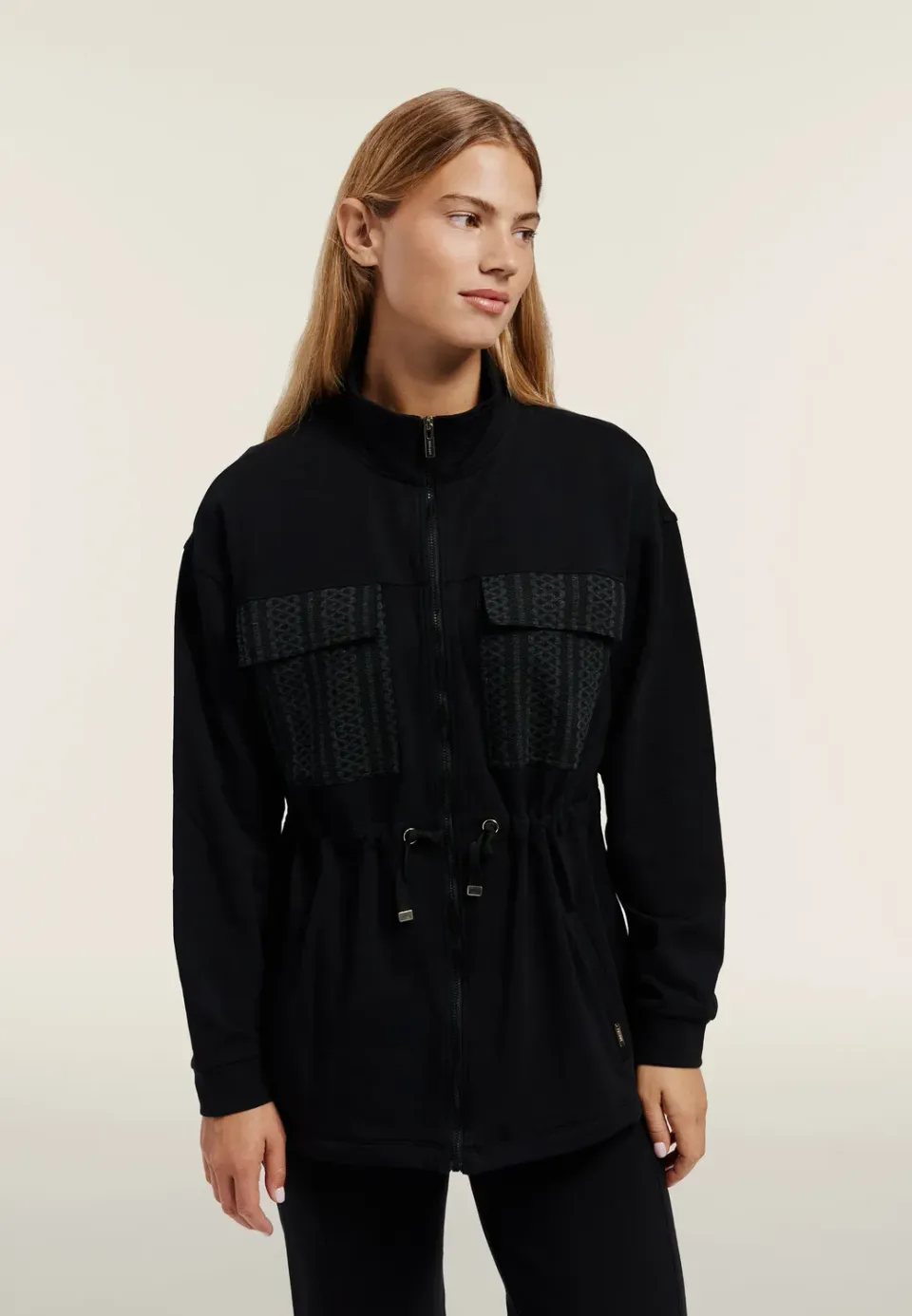 Freddy Stehkragen Full-Zip Sweatjacke schwarz Modal