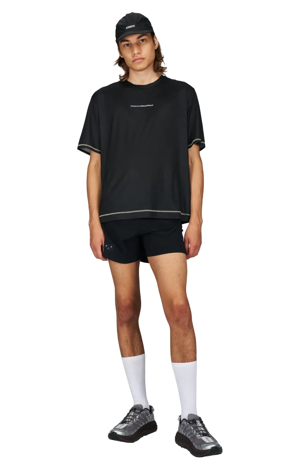 UNNA Wavy Tee T-Shirt Schwarz atmungsaktiv