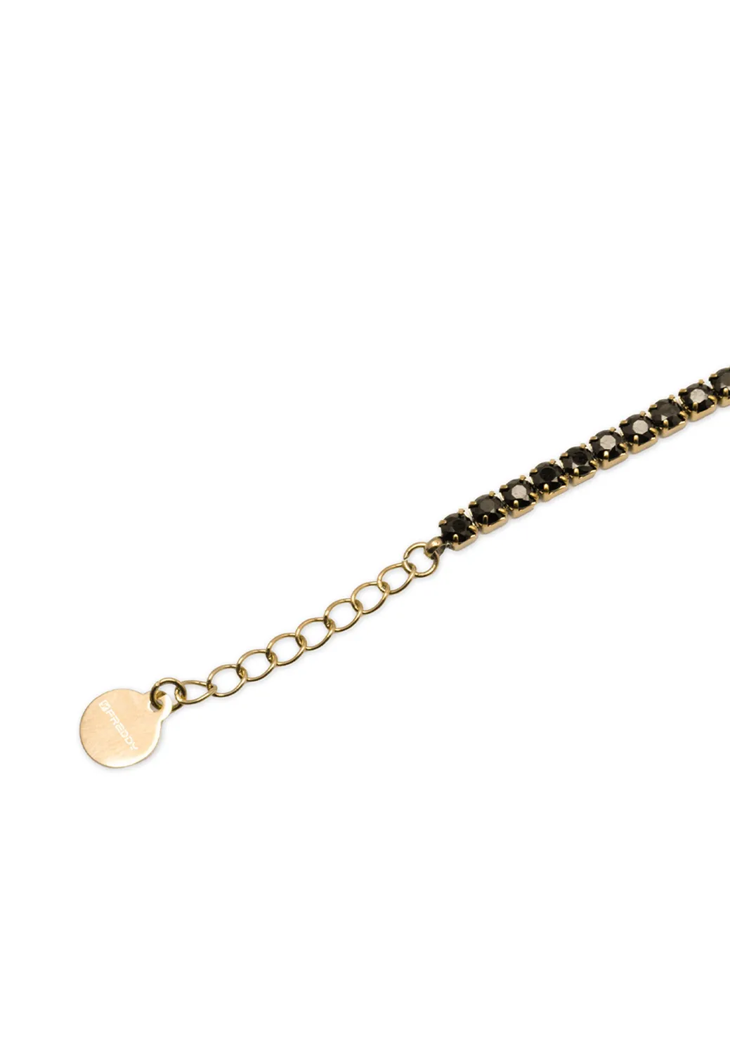Freddy Tennis Armband Gold Edelstahl schwarze Steine
