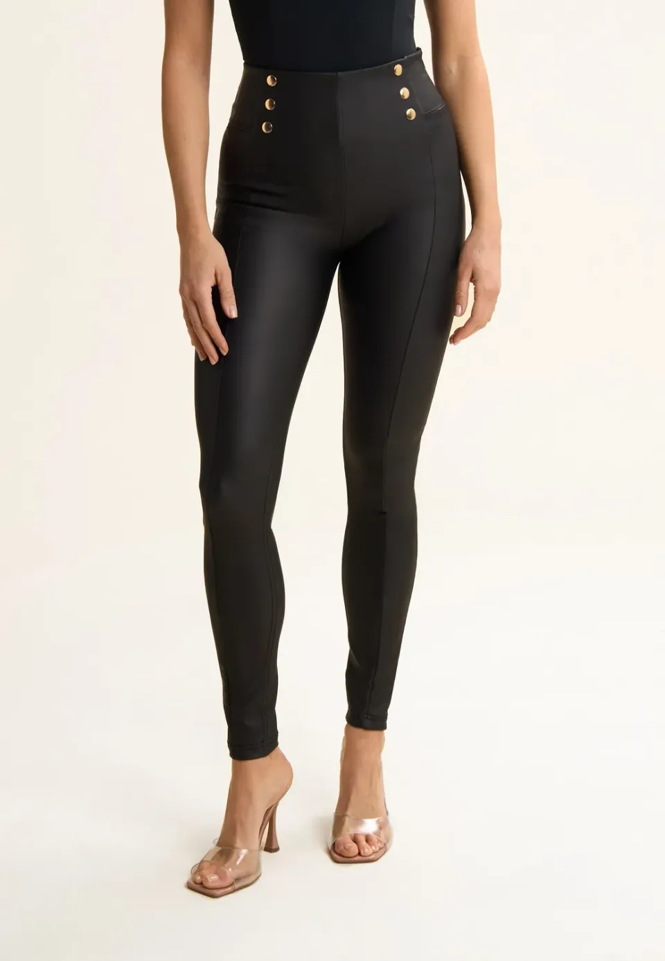 Freddy WR.UP Kunstlederhose High Waist Faded Denim Push-up