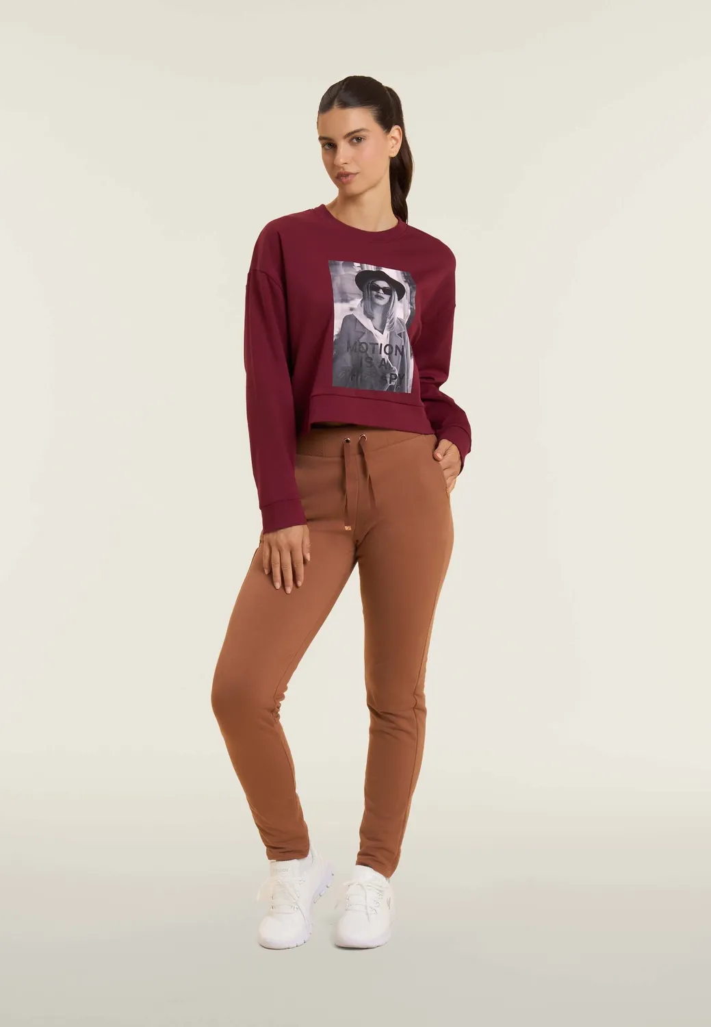 Freddy Sweatshirt Damen Cropped Fotoprint Cordovan