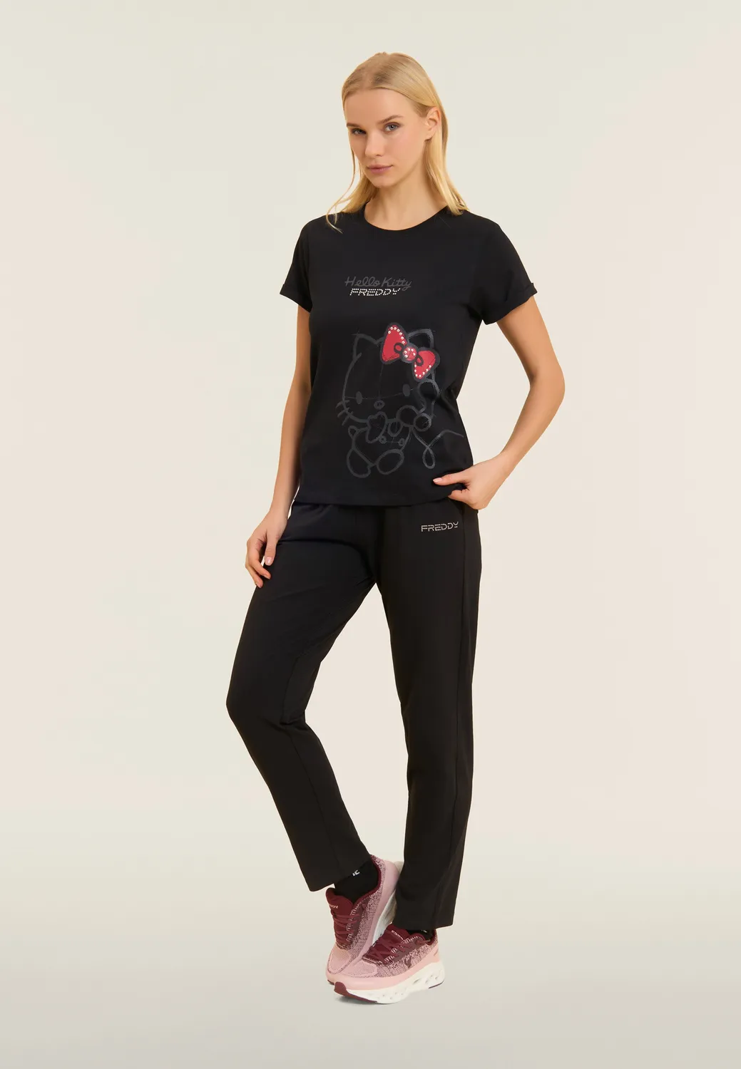 Freddy Regular Sporthose Damen Schwarz Rippenbund