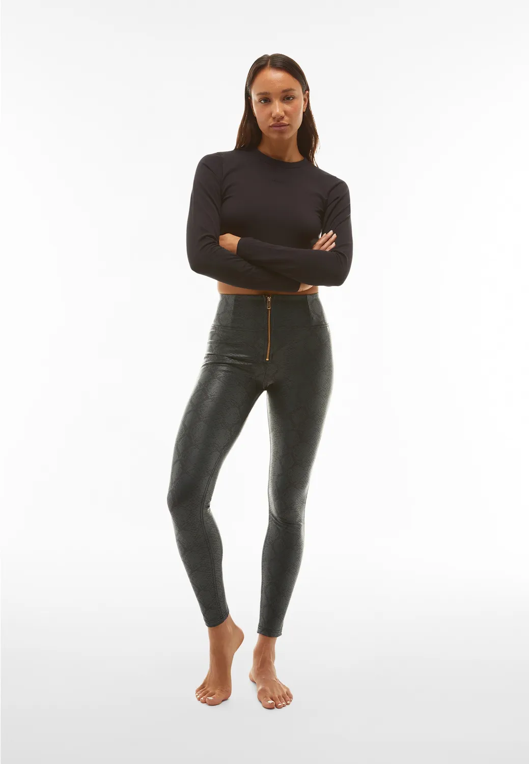Freddy WR.UP Leggings High Waist Kunstleder Python Blau