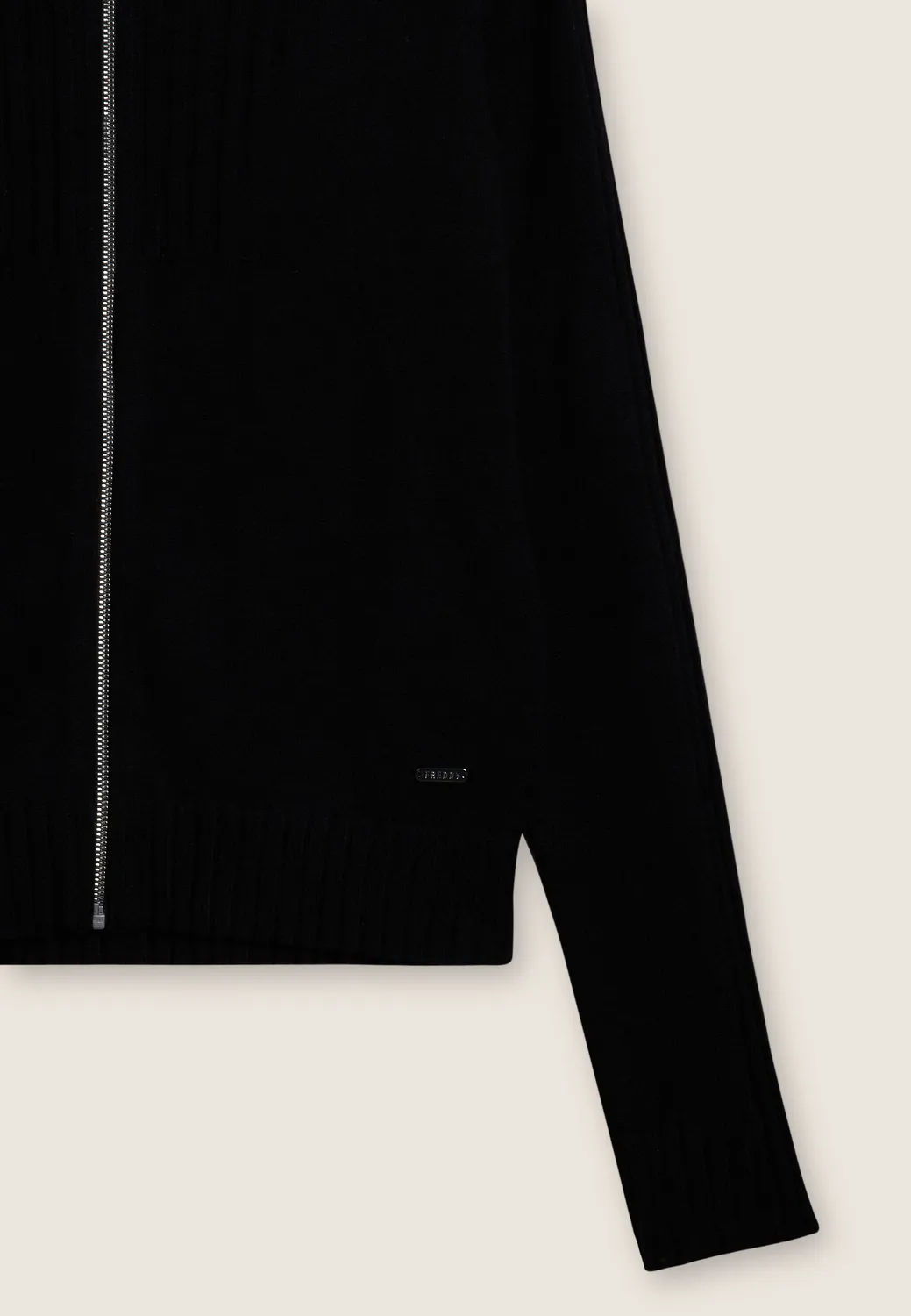 Freddy Slim Fit Langarm Shirt Schwarz mit Zip