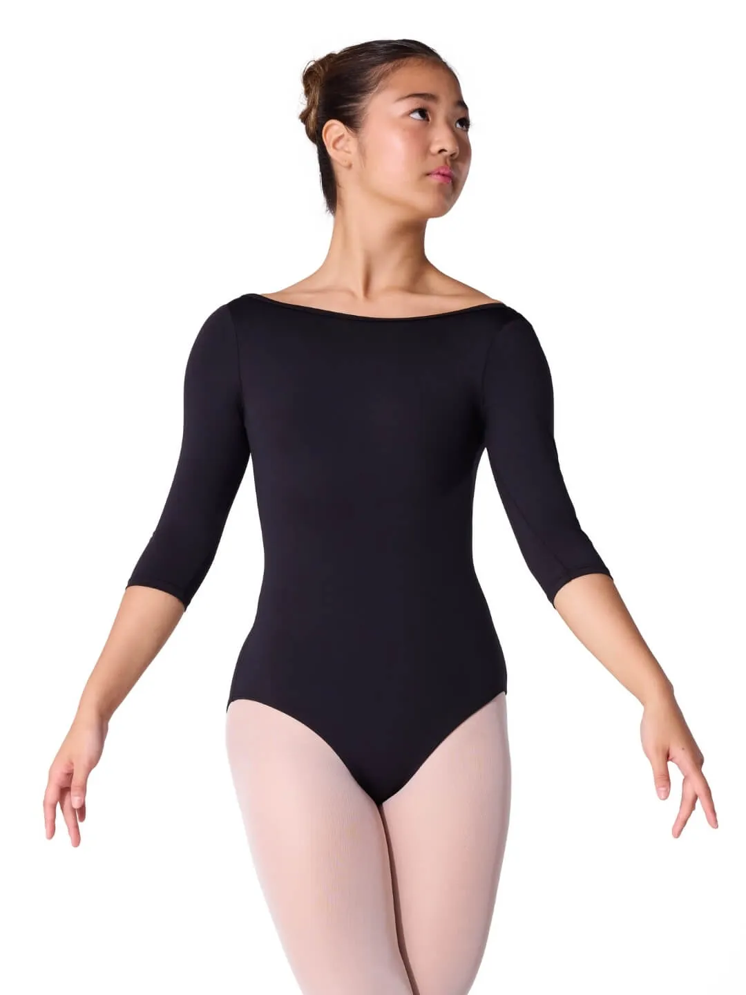 Capezio Essentials ES1004W Ballettanzug 3/4-Arm Schwarz blickdicht