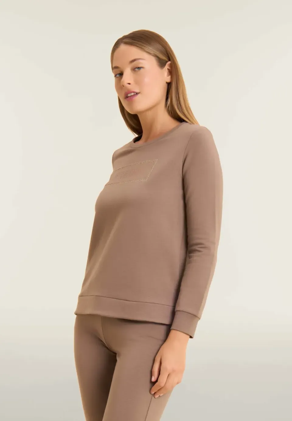 Freddy Strass Sweatshirt Schwarz Damen Rundhals