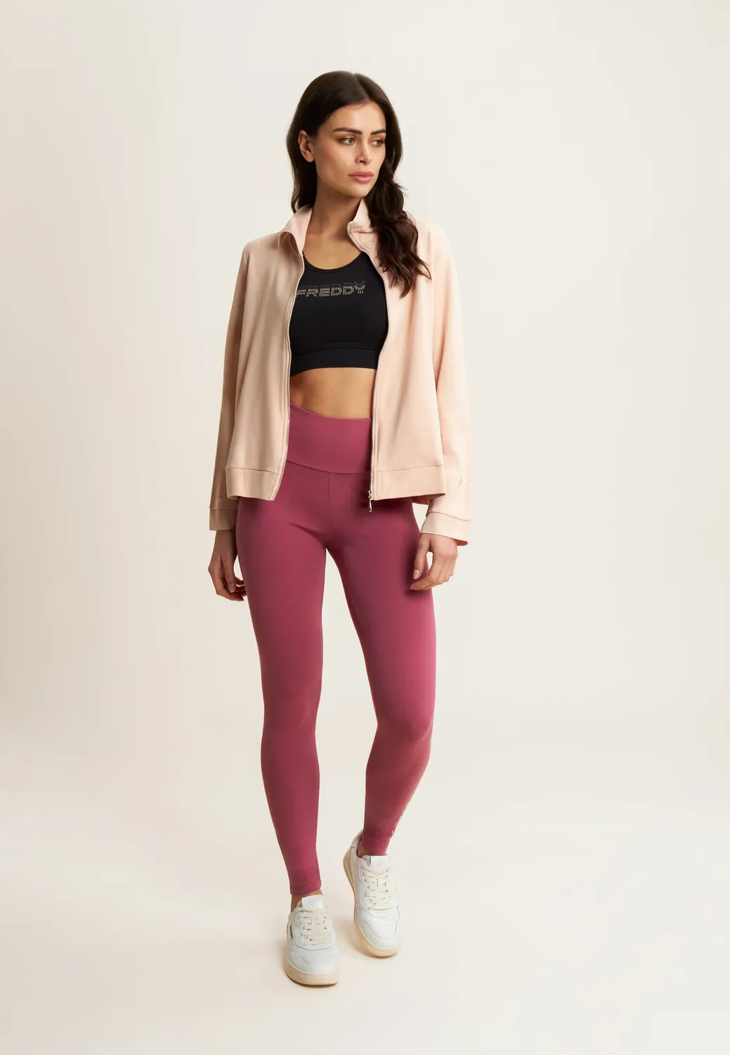 Freddy 7/8 High-Waist Leggings Heavy Jersey Logo schwarz