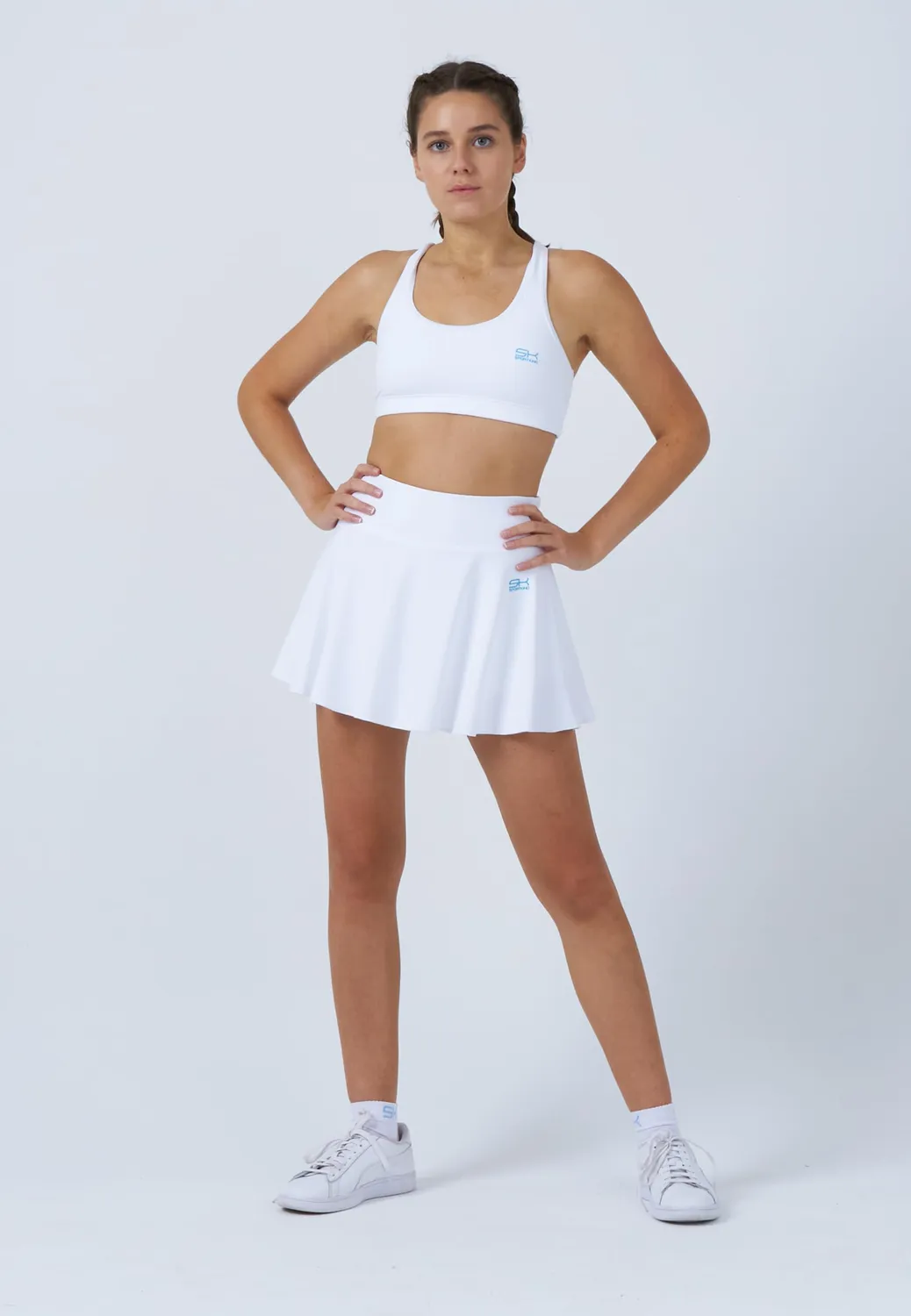 SPORTKIND Tennisskort Ballgürtel Damen Weiß Innenhose