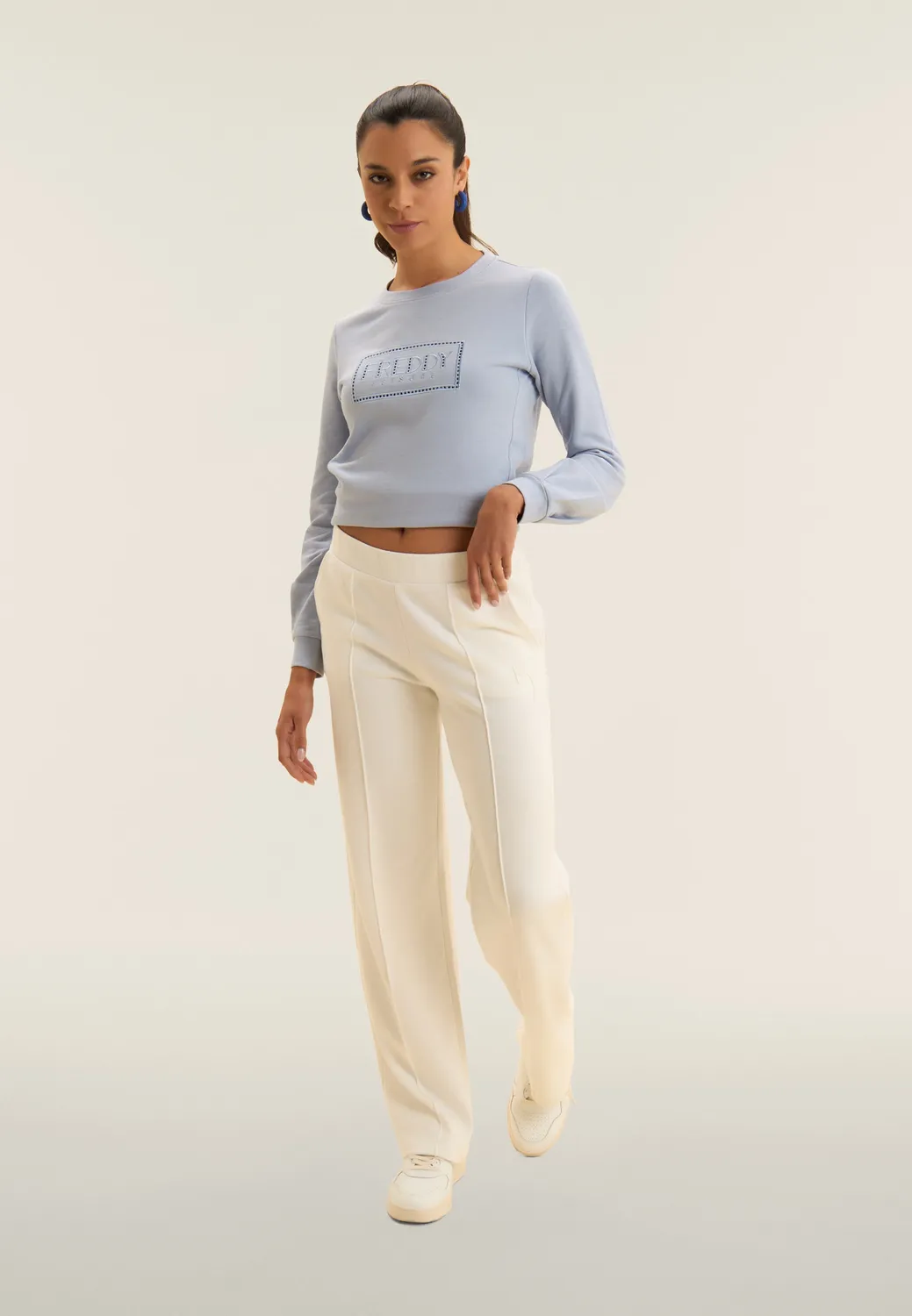 Freddy Wide Leg Sporthose Logo Schwarz bequem