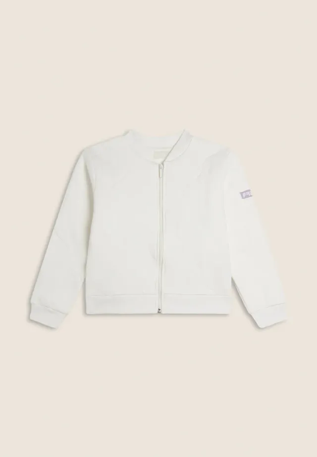 Freddy Mädchen Sweatjacke Weiß Bomber Full-Zip
