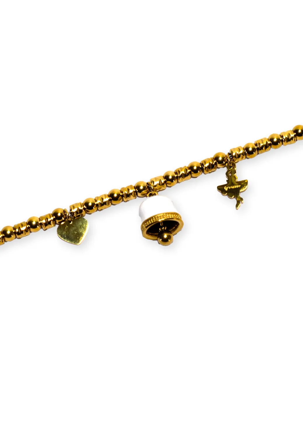 Freddy Charm Armband Edelstahl Gold Weiß verstellbar