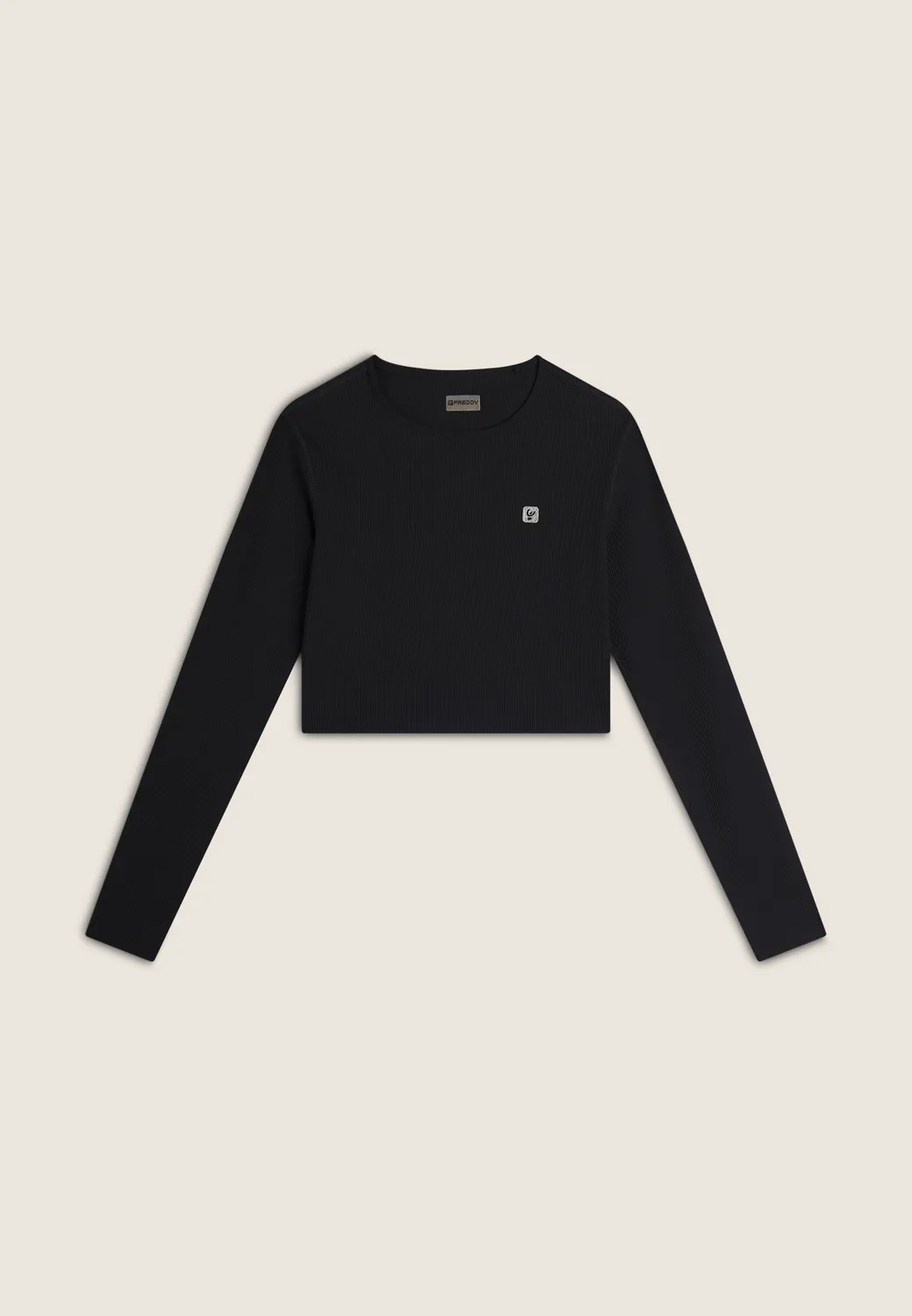 Freddy Cropped Ripp Langarmshirt Nero atmungsaktiv Training