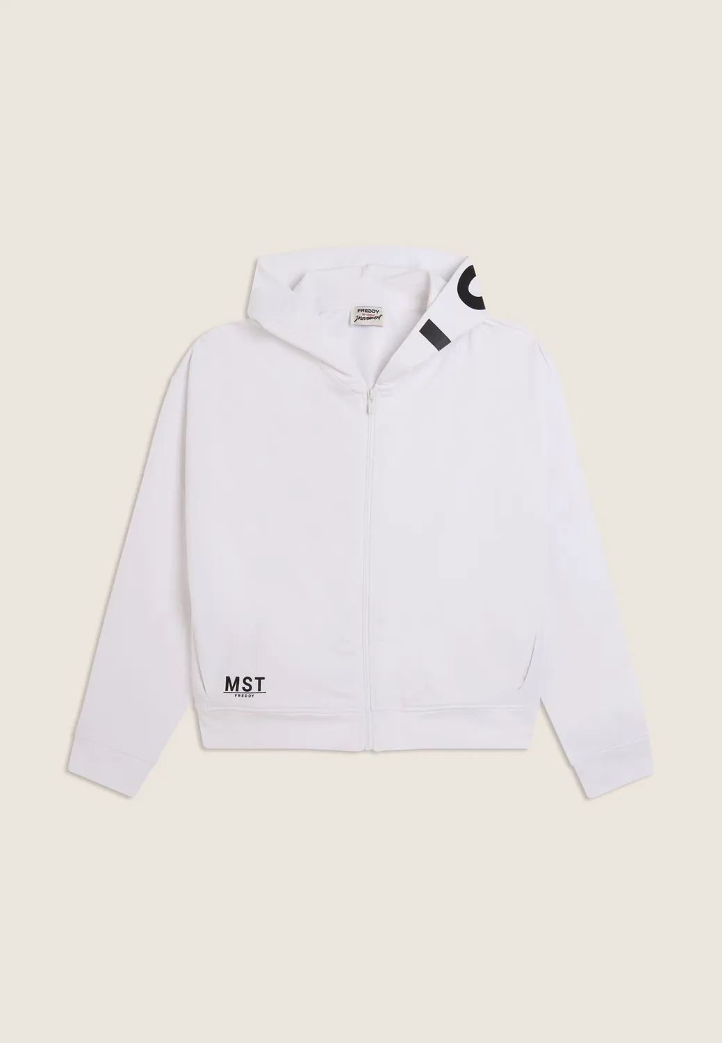Freddy MST Cropped Hoodie mit Zip Schwarz French Terry