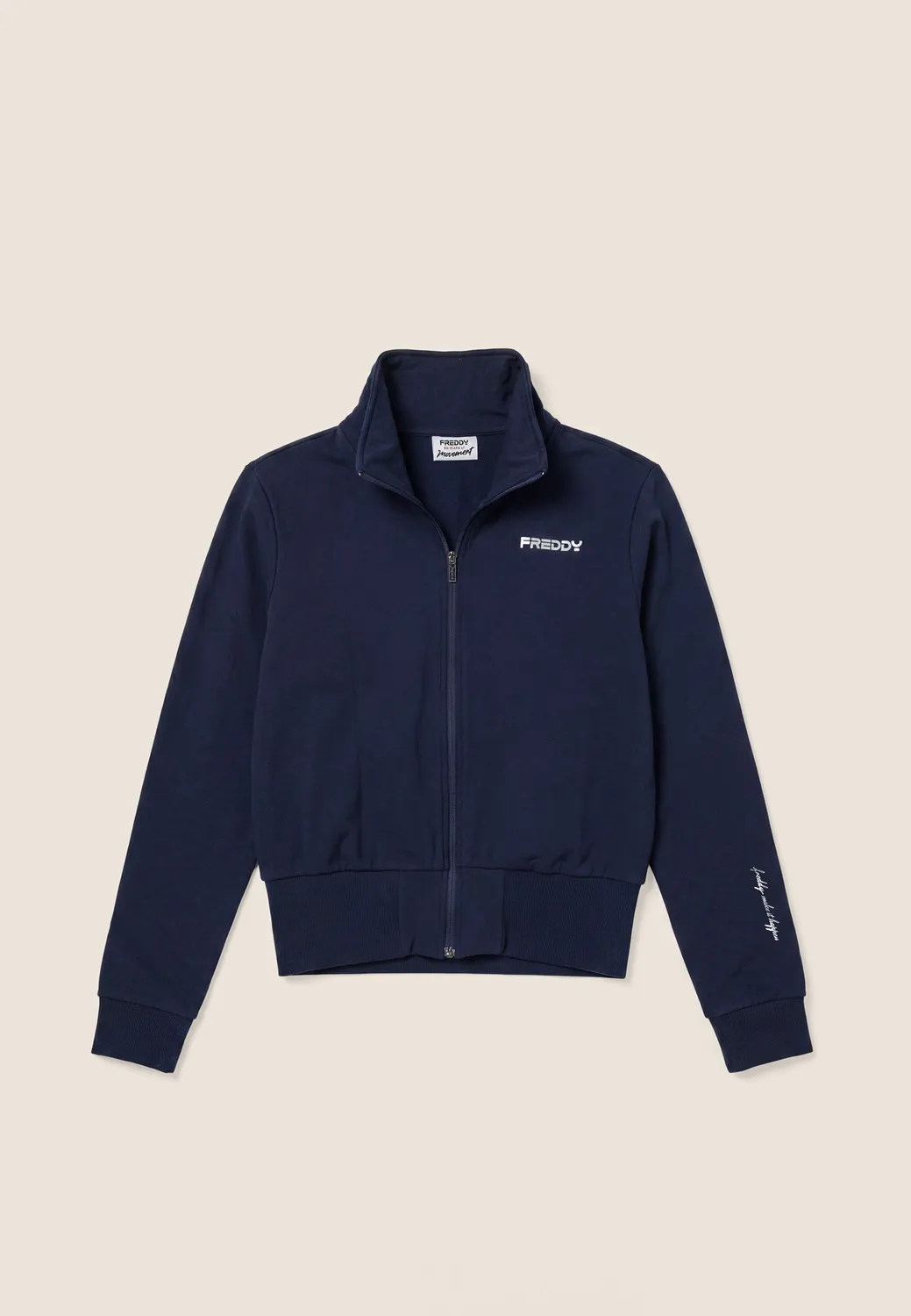 Freddy Sweatjacke Damen Navy Cropped Stehkragen