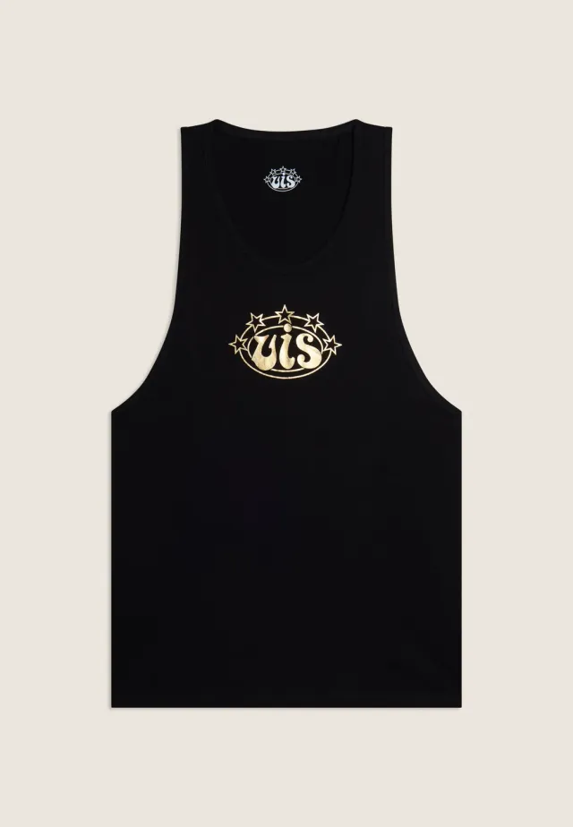 Freddy VIS Tanktop Damen Baumwolle Schwarz-Gold