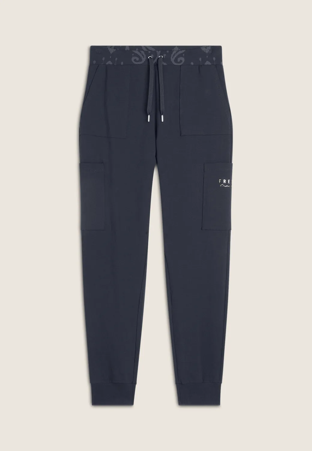 Freddy Trainingshose Damen Schwarz Blumenbund Taschen