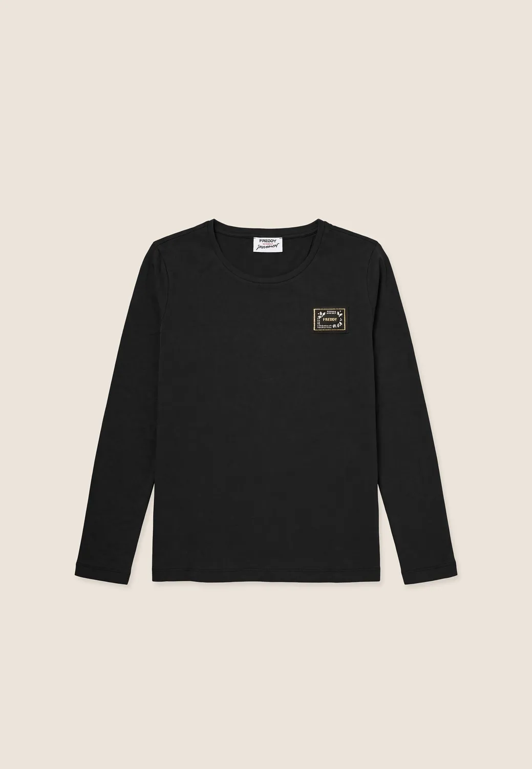 Freddy Modal Langarmshirt Schwarz mit Strass