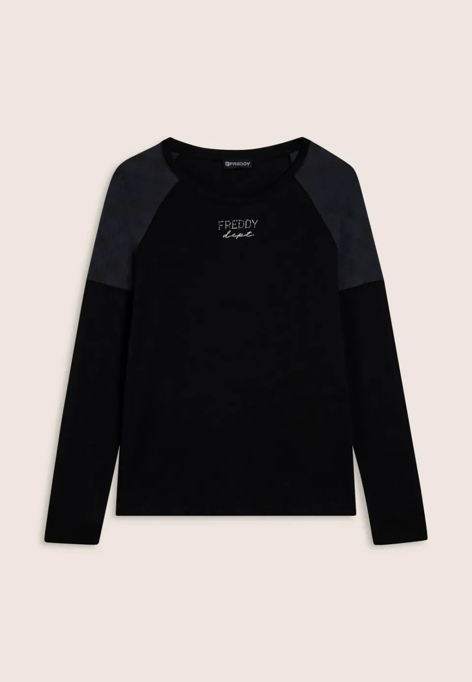 Freddy Langarmshirt Asymmetrisch Schwarz mit Nietenlogo
