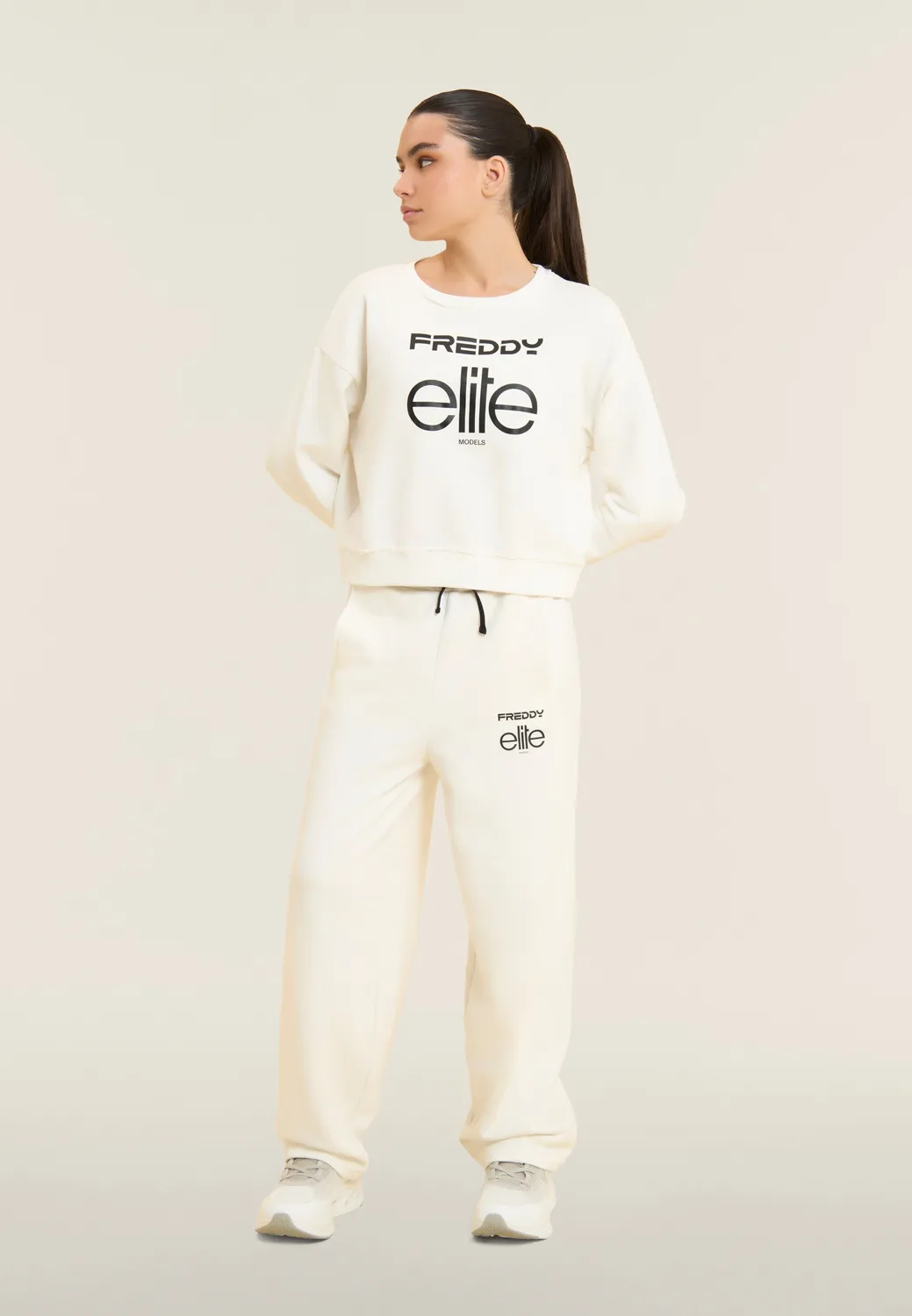 Freddy Elite Cropped Sweatshirt Crystal Gray Baumwolle