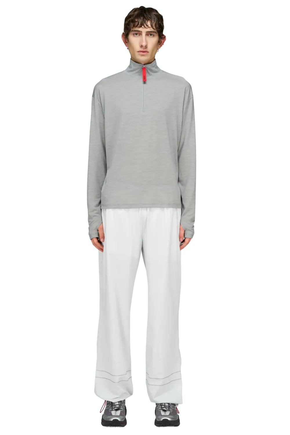 UNNA Zip Up Wool Layer Longsleeve Pearl Grey Wolle