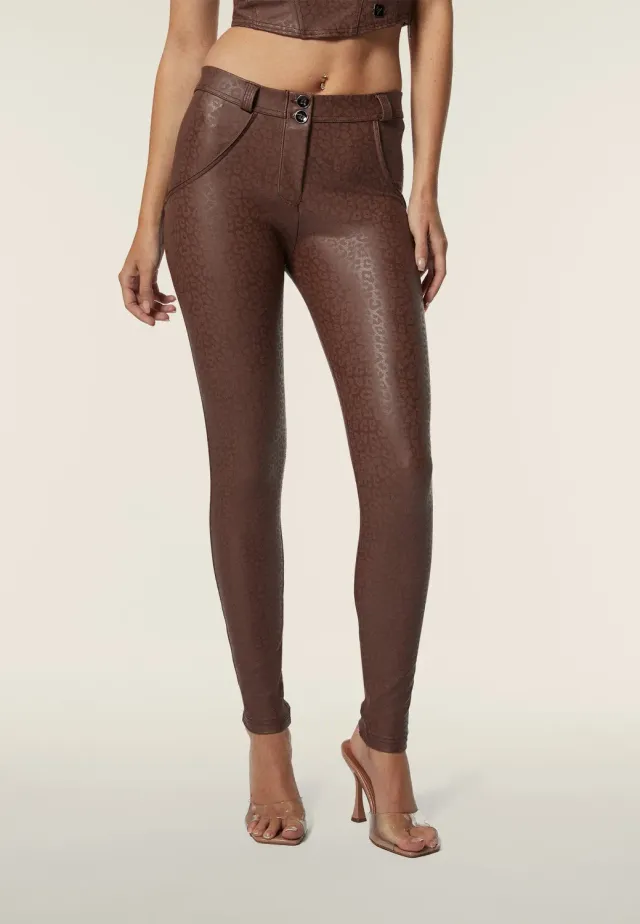 Freddy WR.UP Leggings Leo Schwarz Push-up Simil Leder