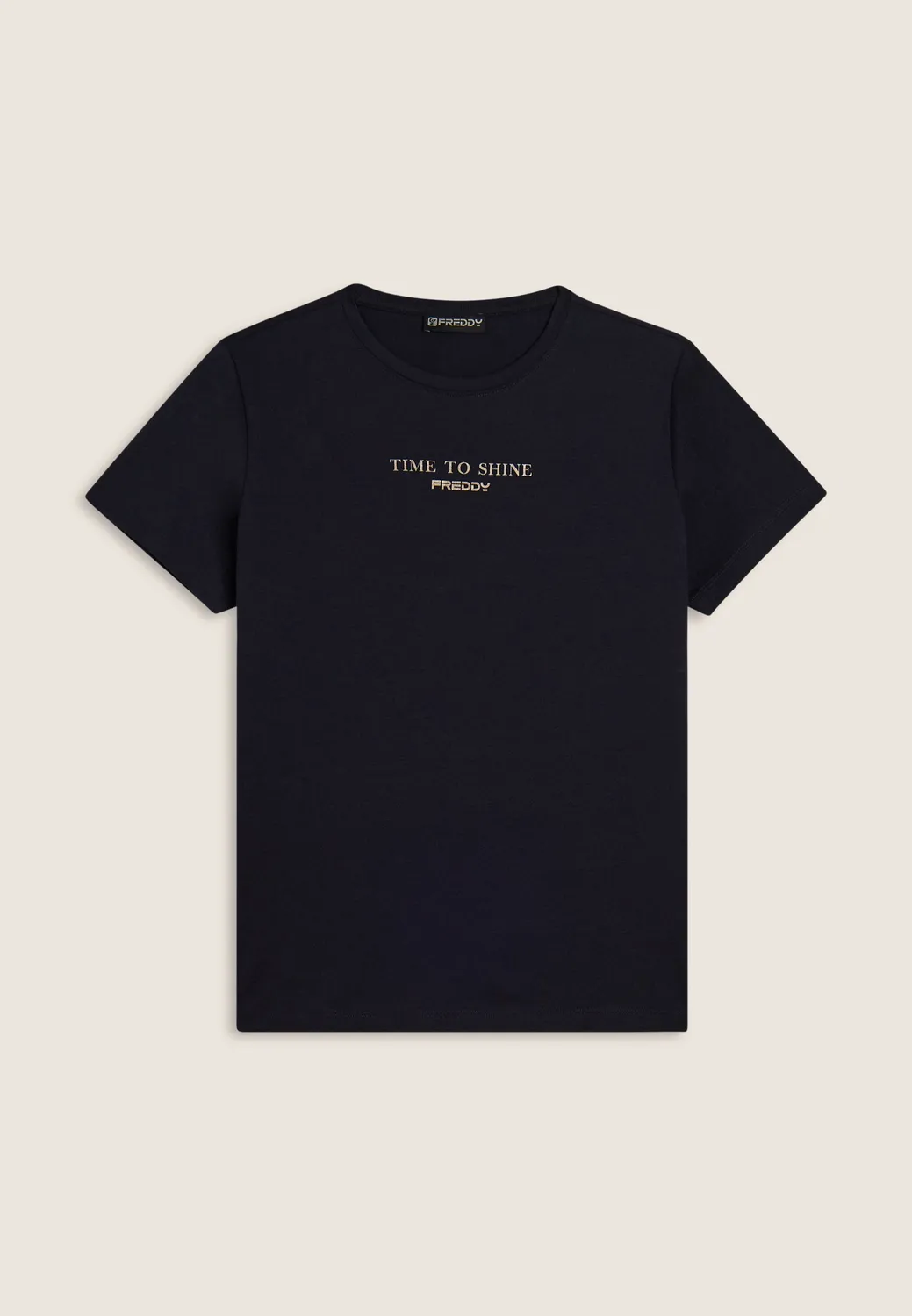 Freddy Comfort T-Shirt Damen Goldprint Schwarz