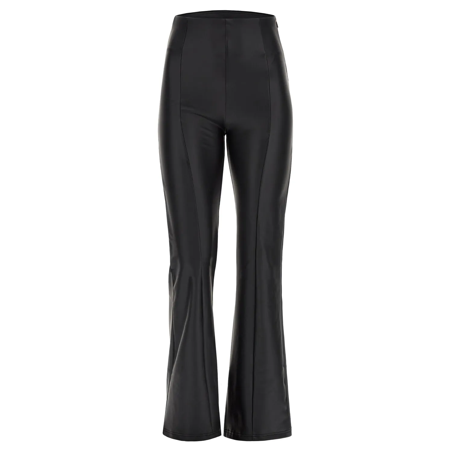 Freddy WR.UP Bell Bottom Kunstlederhose Schwarz High-Waist