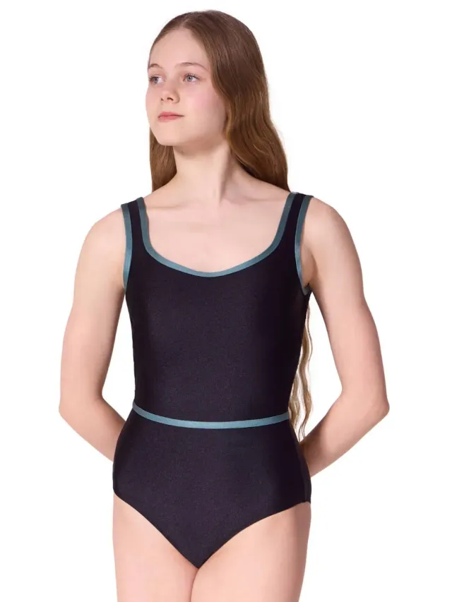 Capezio Enchanted Contrast Graceful Tank Ballettanzug Schwarz Mesh