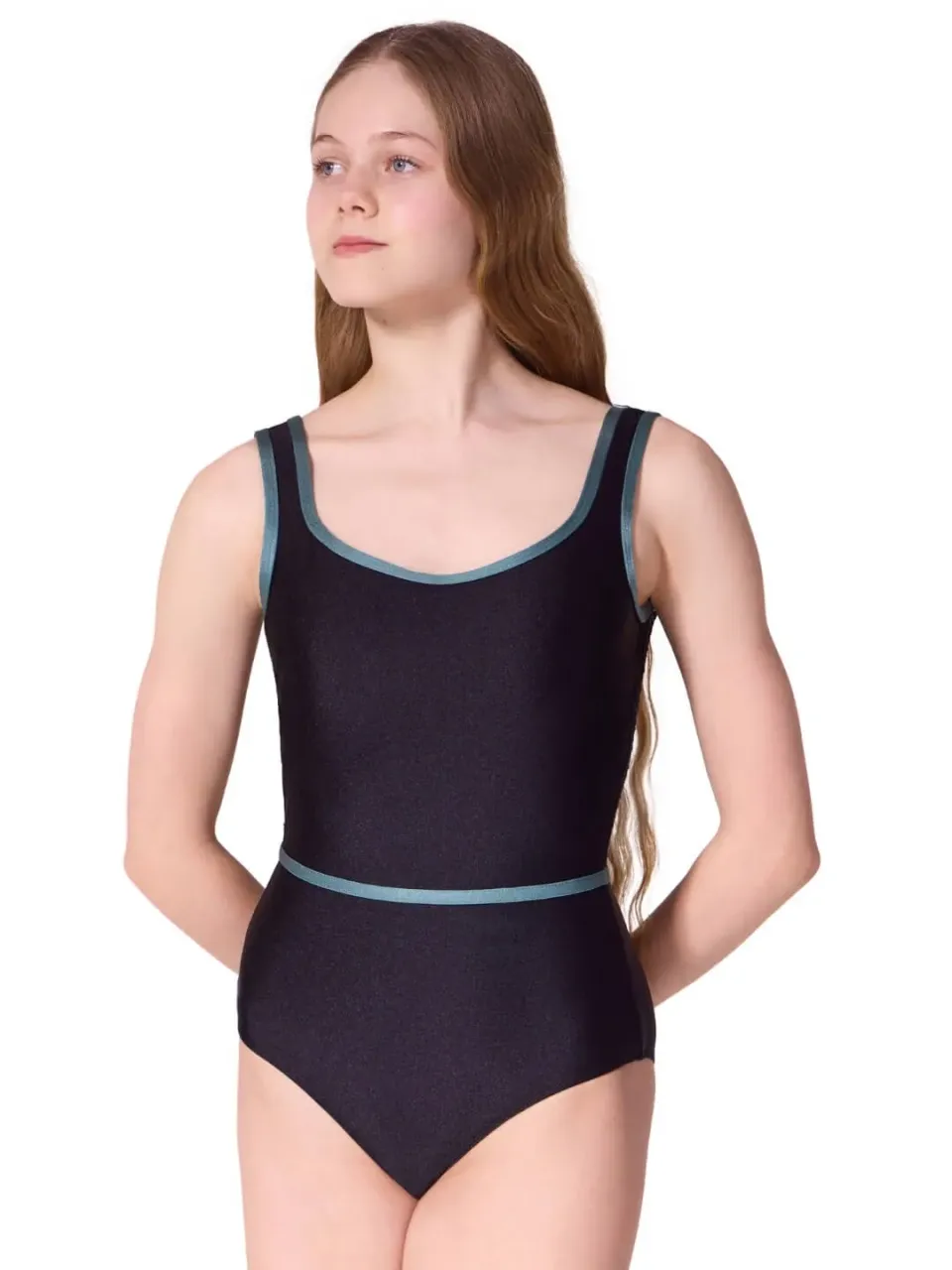 Capezio Enchanted Contrast Graceful Tank Ballettanzug Schwarz Mesh