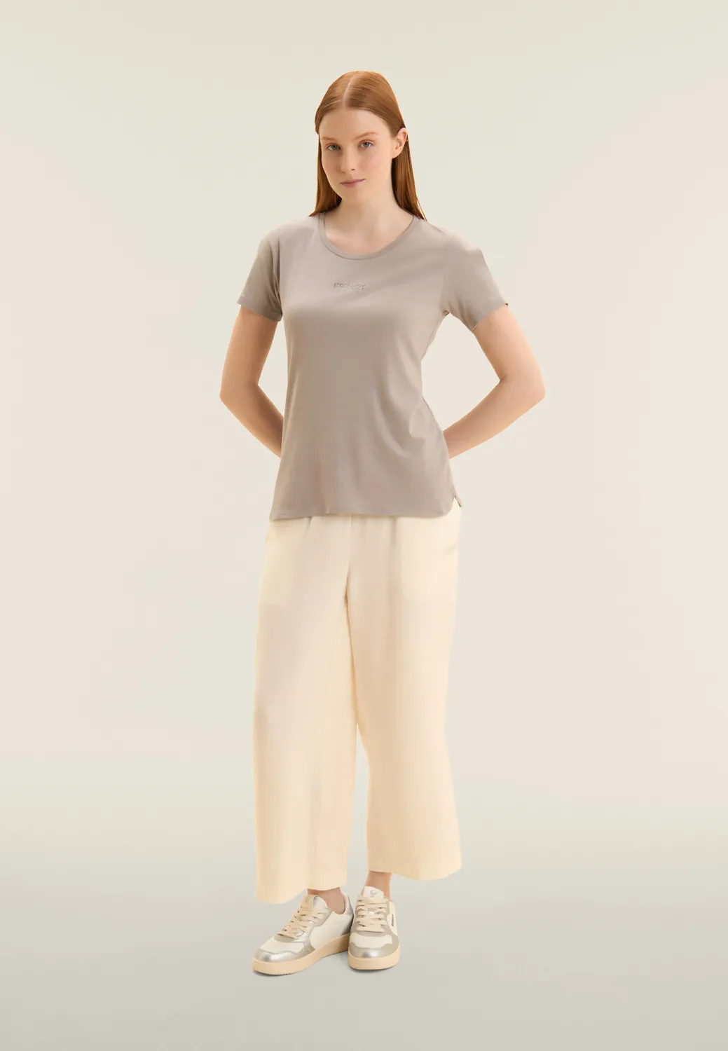 Freddy Damen T-Shirt Kurzarm Cut-Out Strass Modal