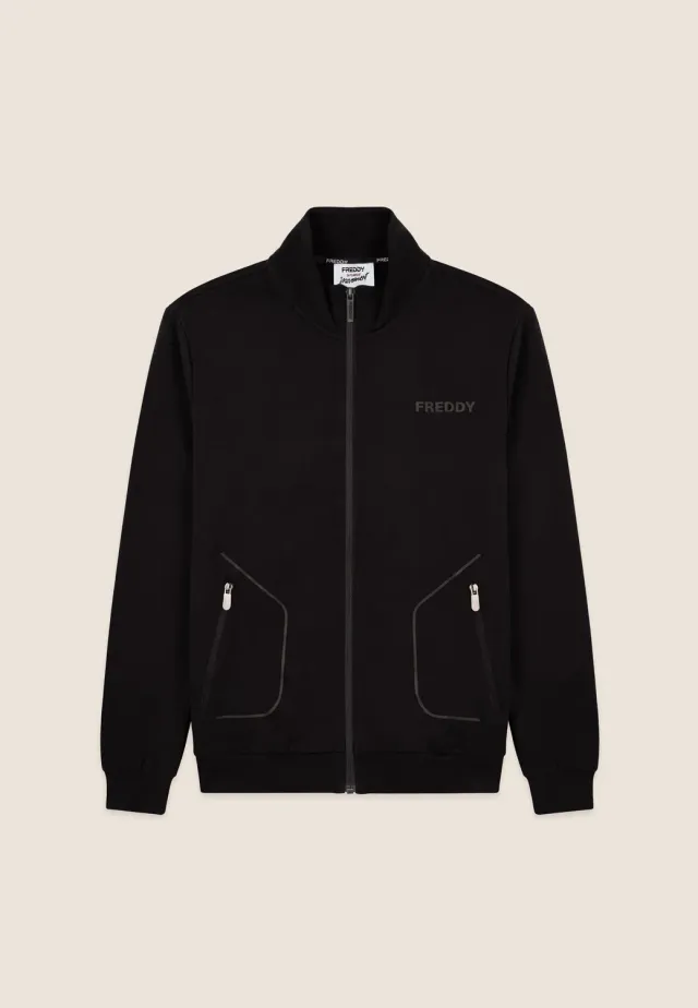 Freddy Herren Sweatjacke Stehkragen Schwarz Full-Zip