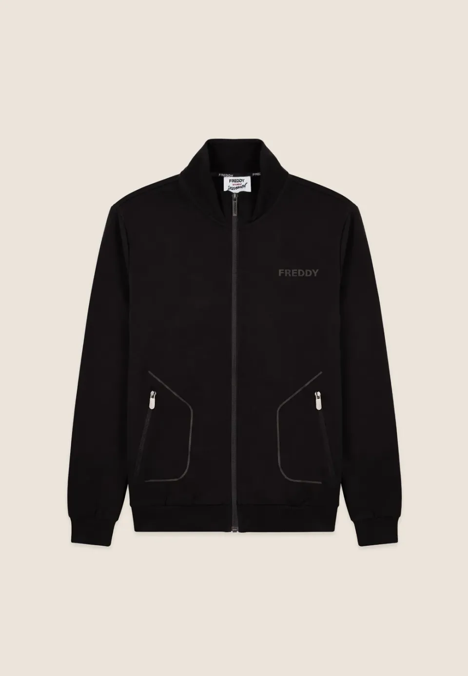 Freddy Herren Sweatjacke Stehkragen Schwarz Full-Zip