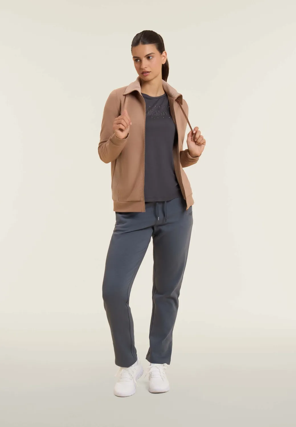 Freddy Sweatjacke Damen Full-Zip Lurex Stehkragen