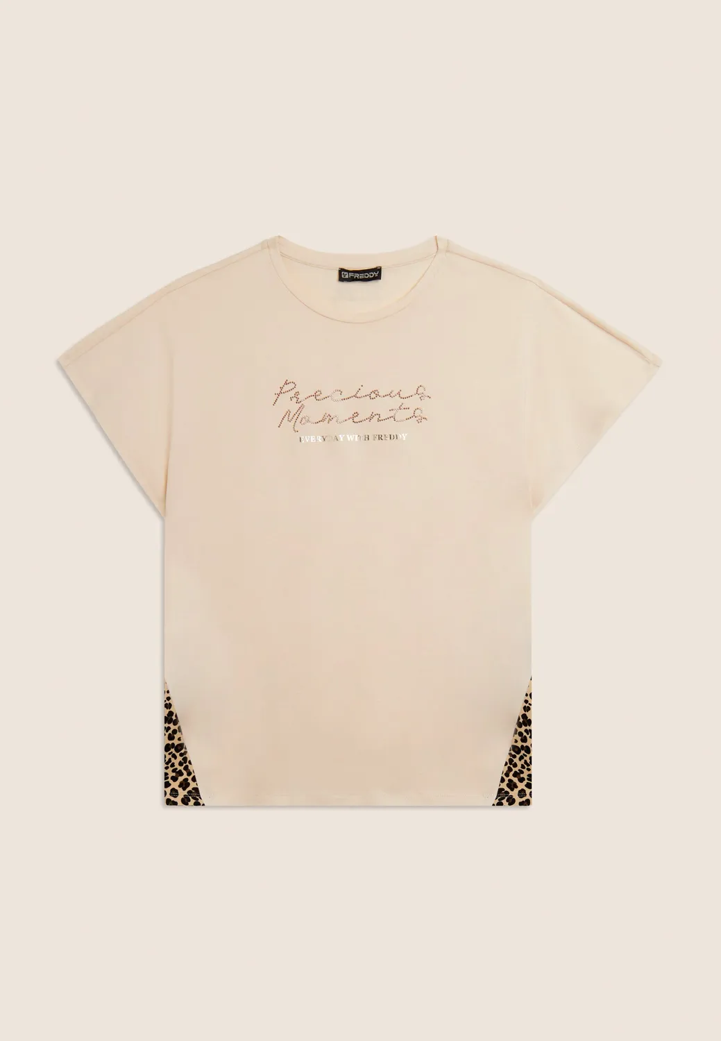 Freddy T-Shirt Animalier Nieten Damen schwarz blickdicht