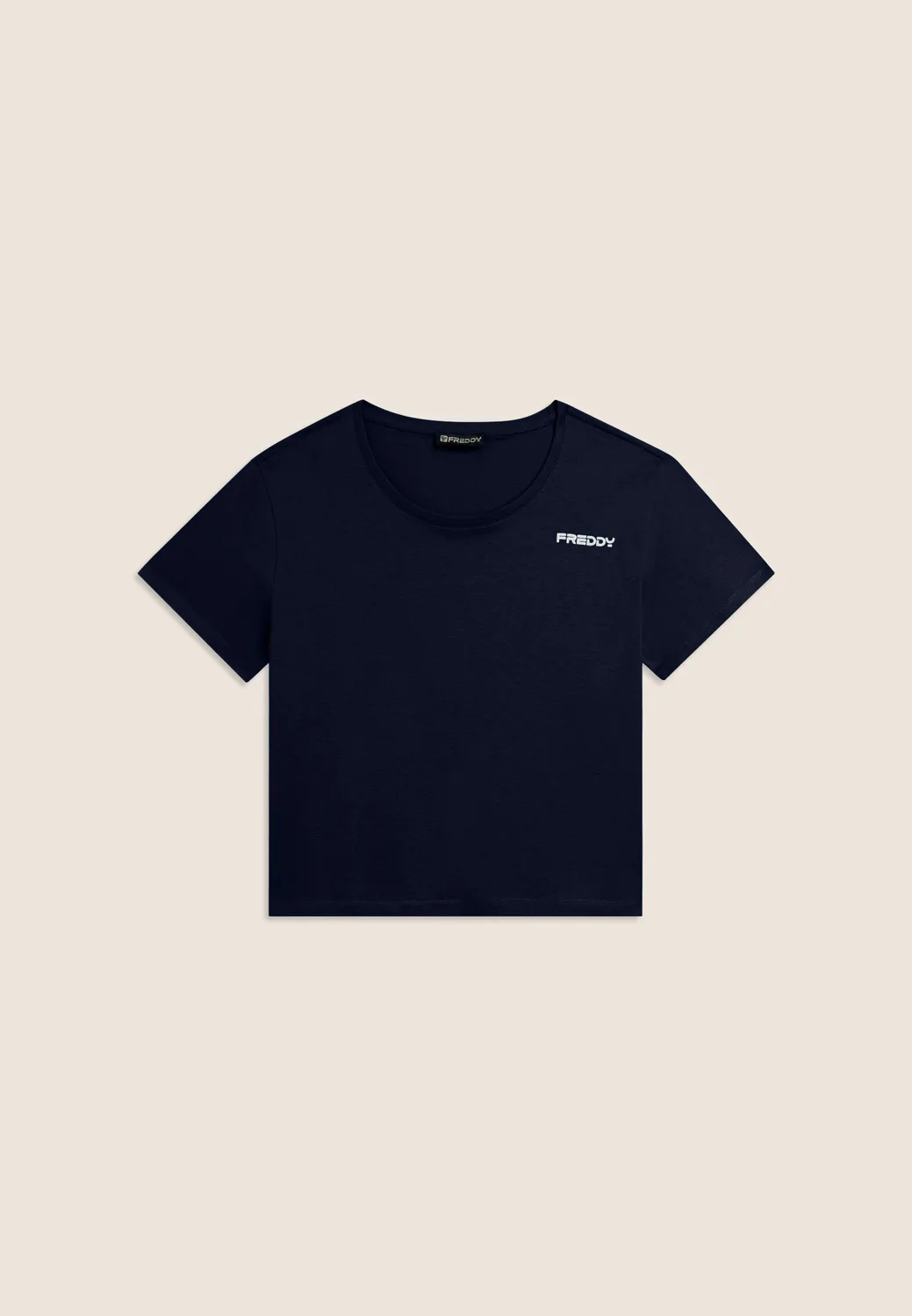 Freddy Cropped T-Shirt Baumwolle Schwarz Glitzerlogo