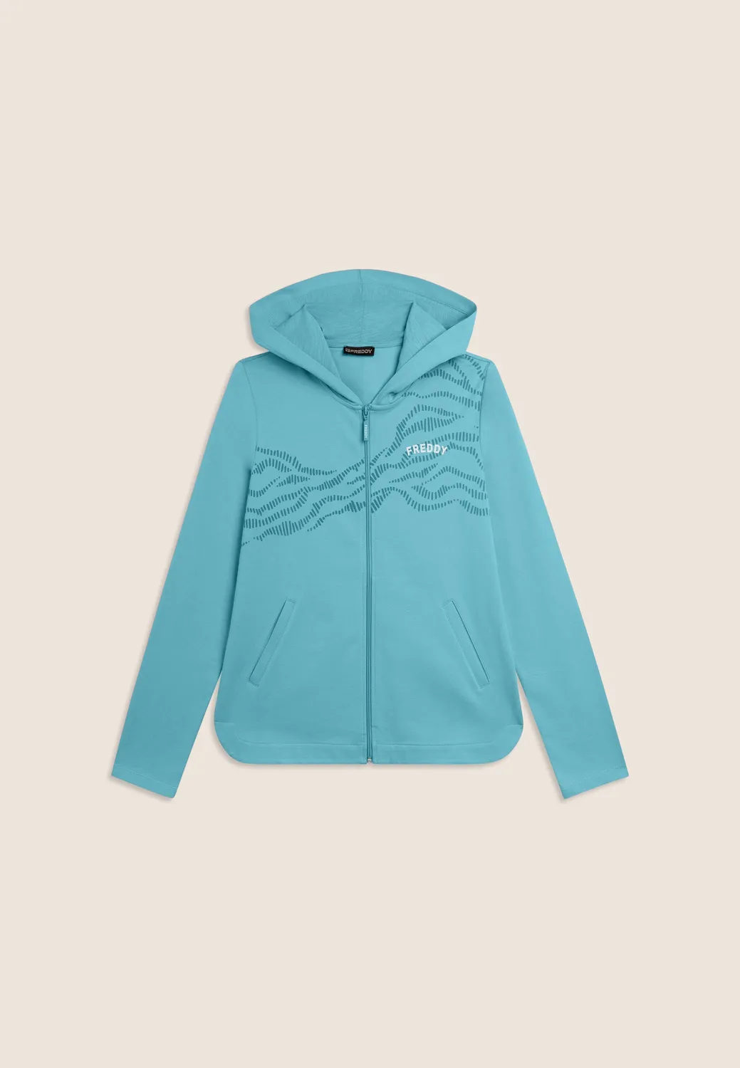 Freddy Graphic Kapuzenjacke mit Zip Dunkelblau French Terry