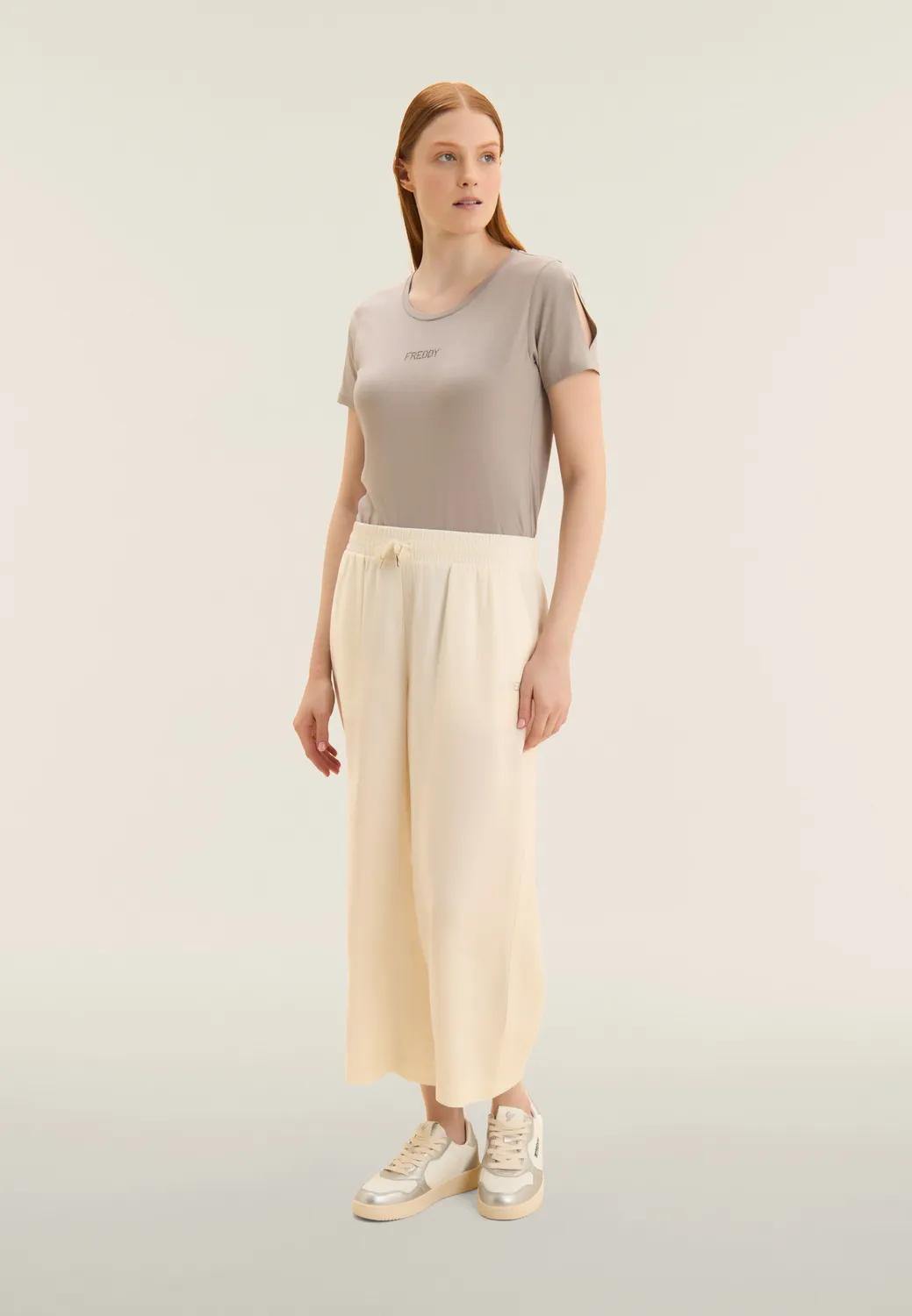 Freddy Cropped Sporthose Wide Leg Dunkelblau Strass