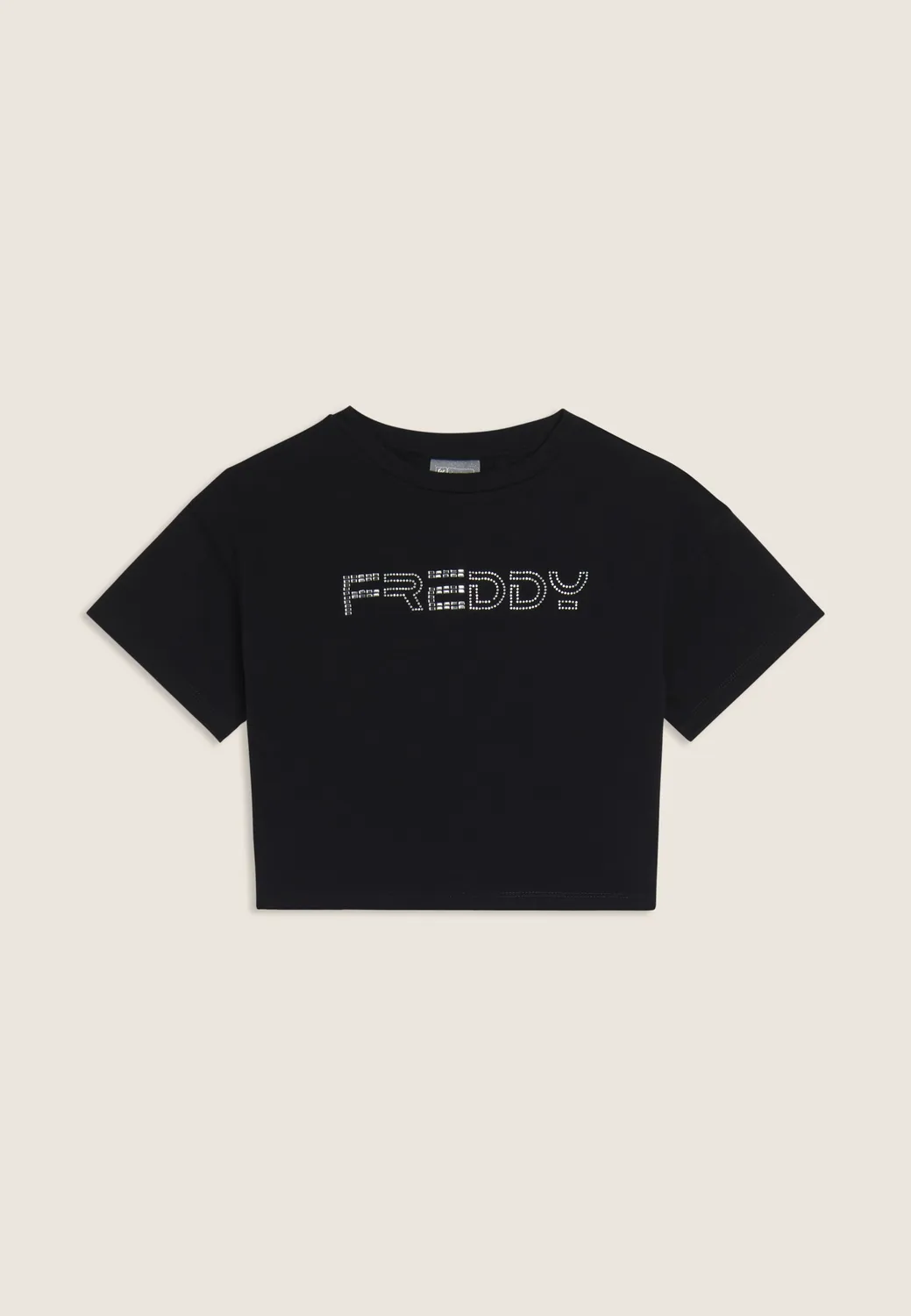 Freddy Junior Cropped T-Shirt mit Strass Schwarz