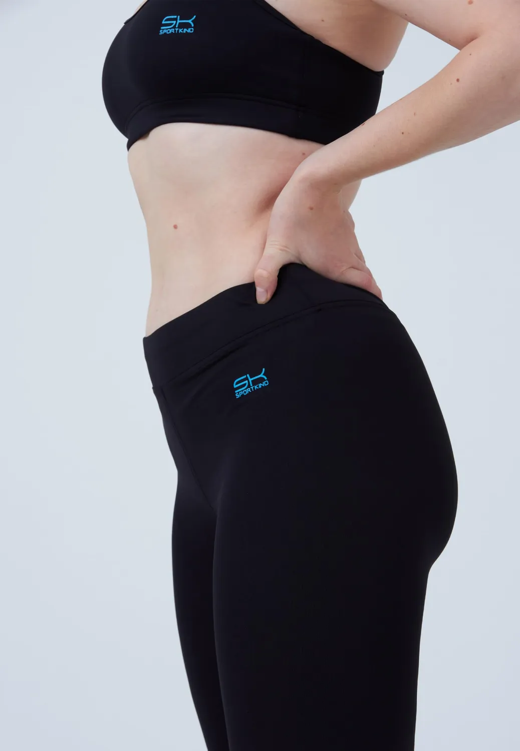 SPORTKIND 3/4 Capri Leggings Mid Waist schwarz blickdicht