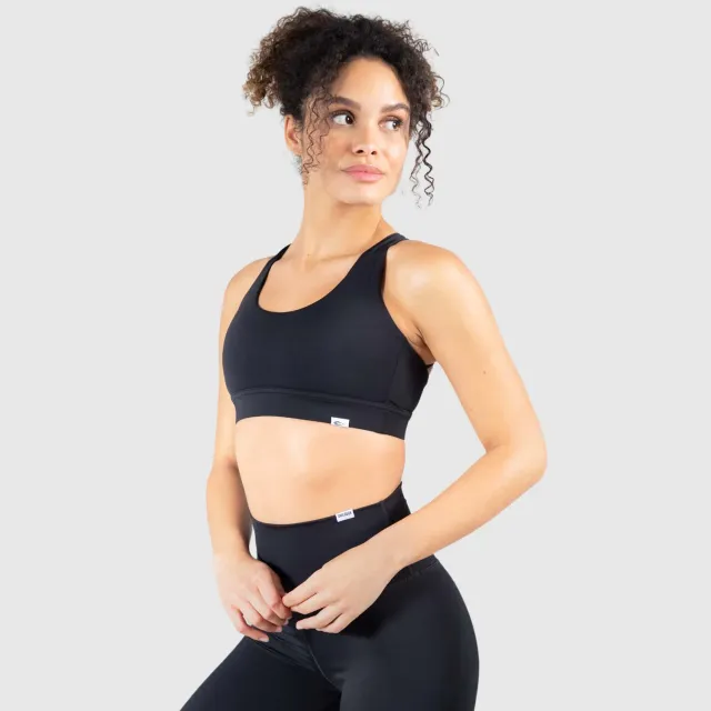 Smilodox Sienna Sport BH Damen Schwarz Blickdicht